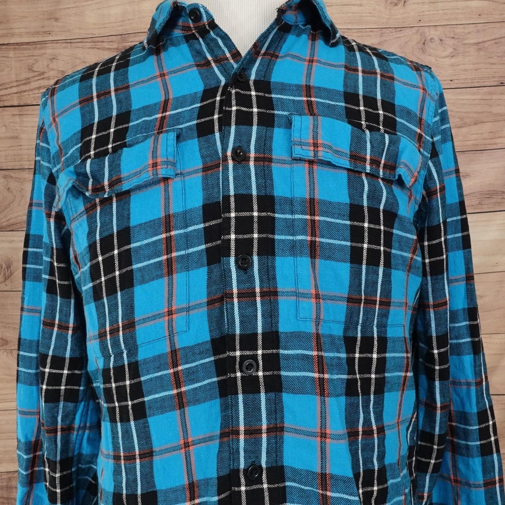 American Eagle Outfitters Shirt Mens M Blue Plaid Long Sleeve Button-Up Flannel